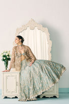 Aqua Tissue Lehenga With Jacket Set - MARKET