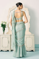 Aqua Mukaish Work Saree - MARKET