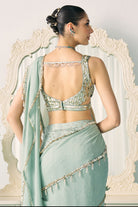 Aqua Mukaish Work Saree - MARKET