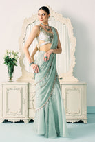 Aqua Mukaish Work Saree - MARKET