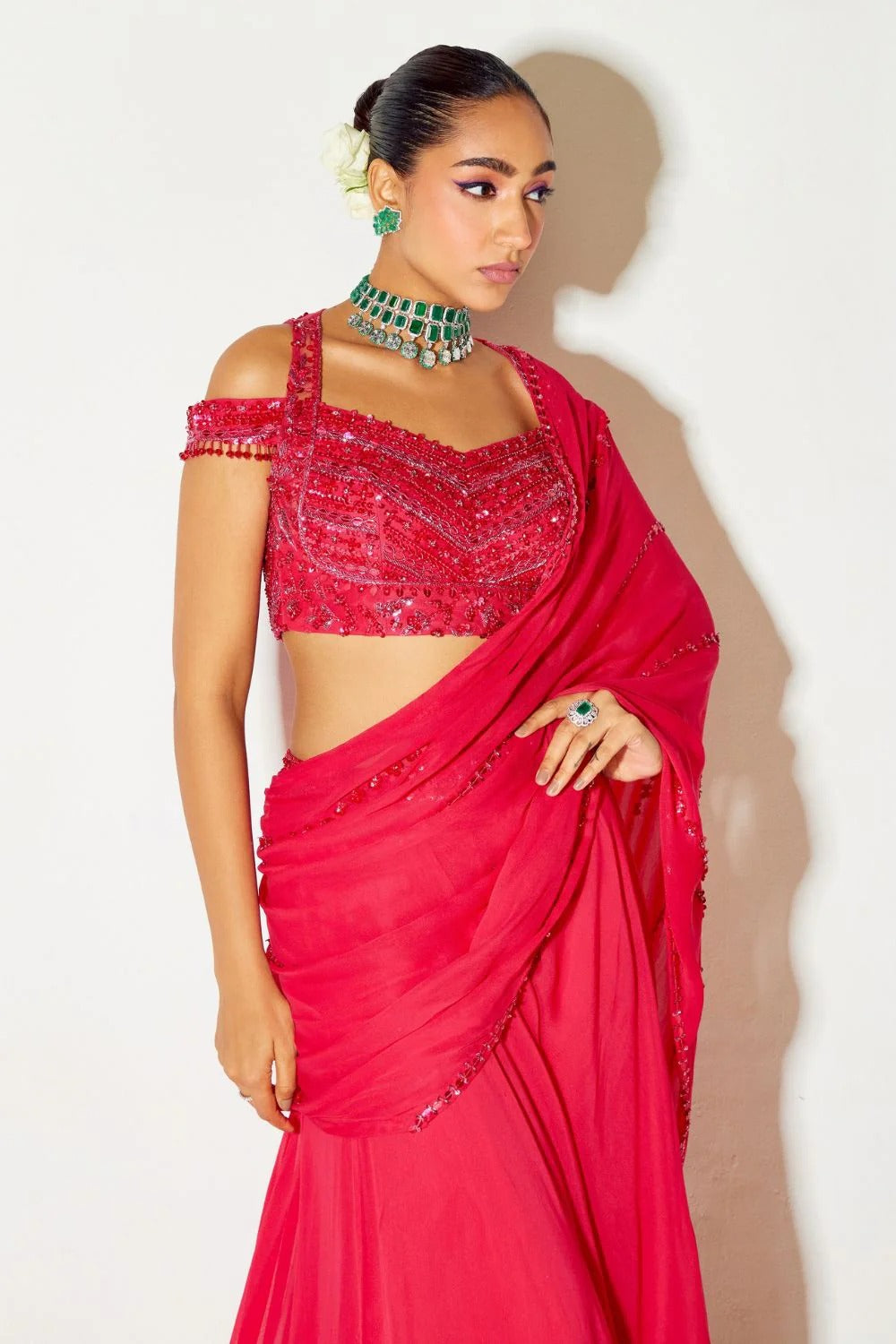 Hot Pink Tonal Saree - MARKET