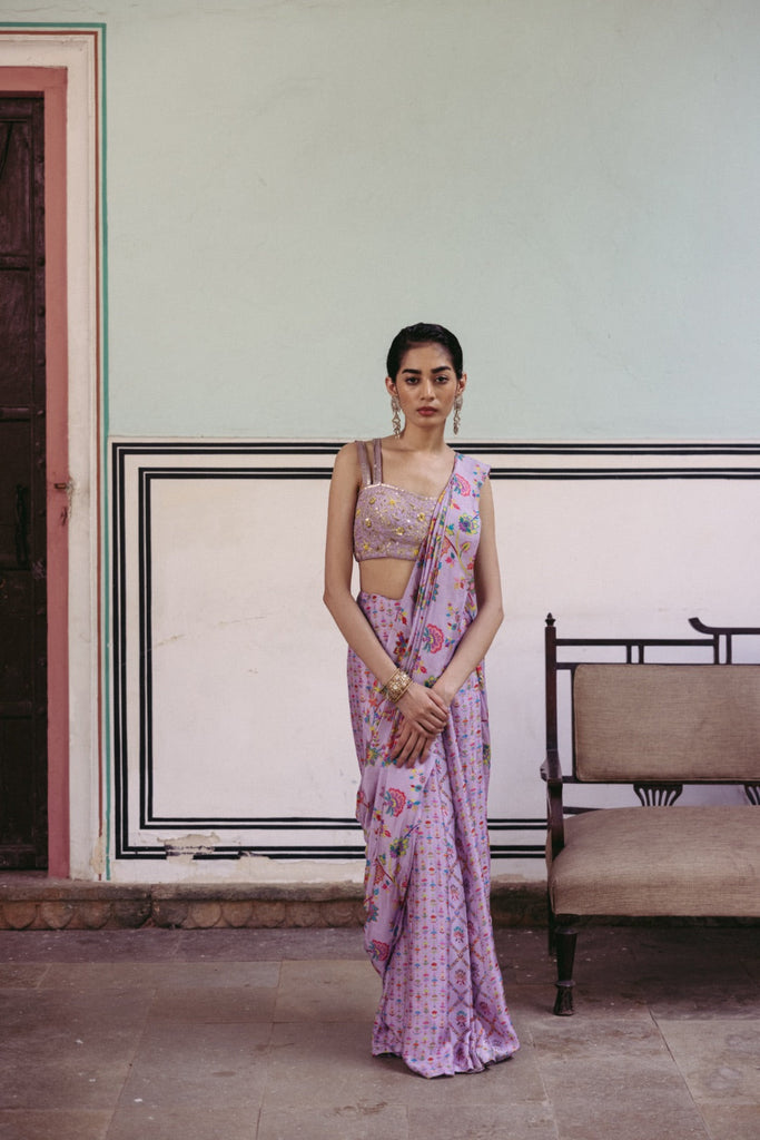 Lilac Pre-Draped Saree - MARKET