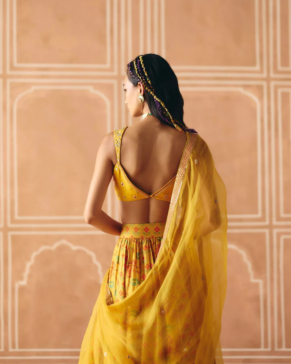 Marigold Gathered Lehenga - MARKET