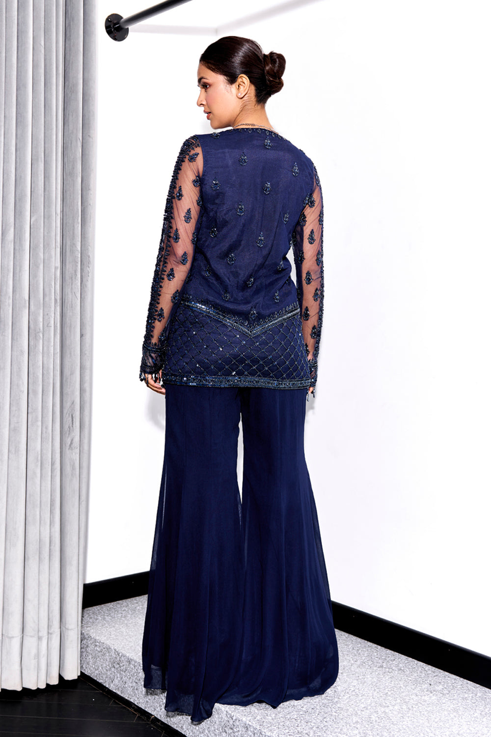 Midnight Blue Tonal Kurta & Pants - MARKET
