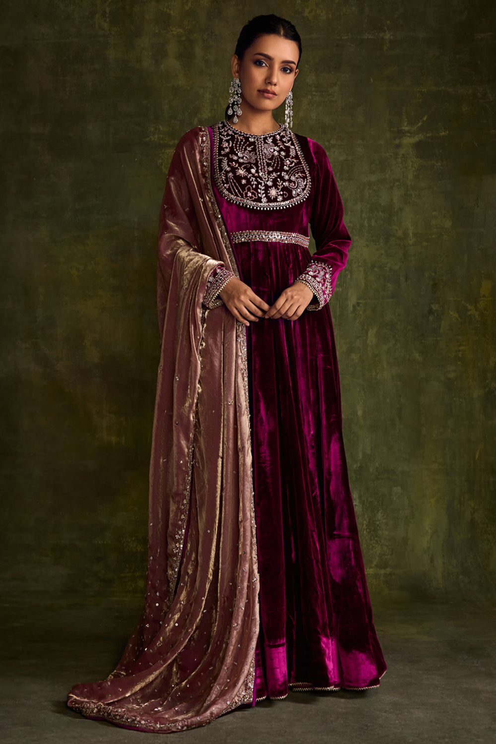 Mulberry Velvet Anarkali - MARKET
