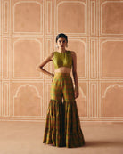 Parrot Green Crop Top + Sharara - MARKET