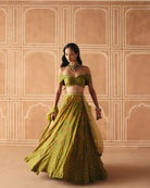 Parrot Green Off Shoulder Lehenga - MARKET