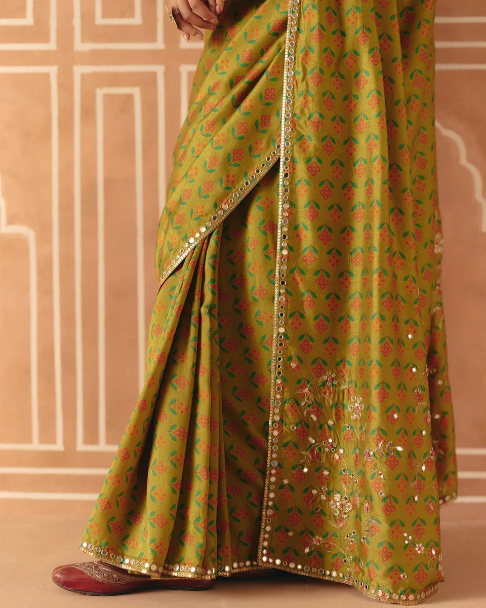 Parrot Green Saree - MARKET