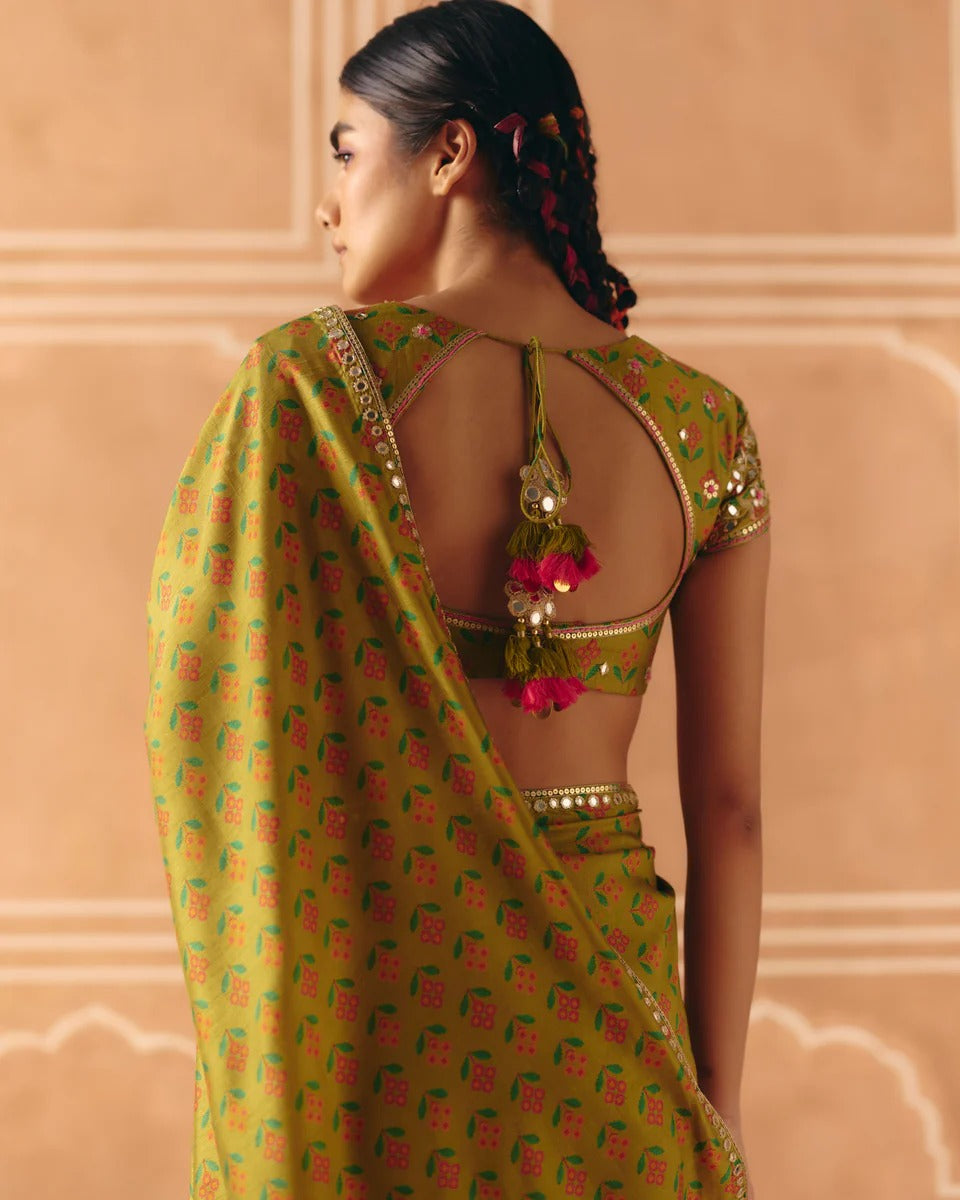 Parrot Green Saree - MARKET
