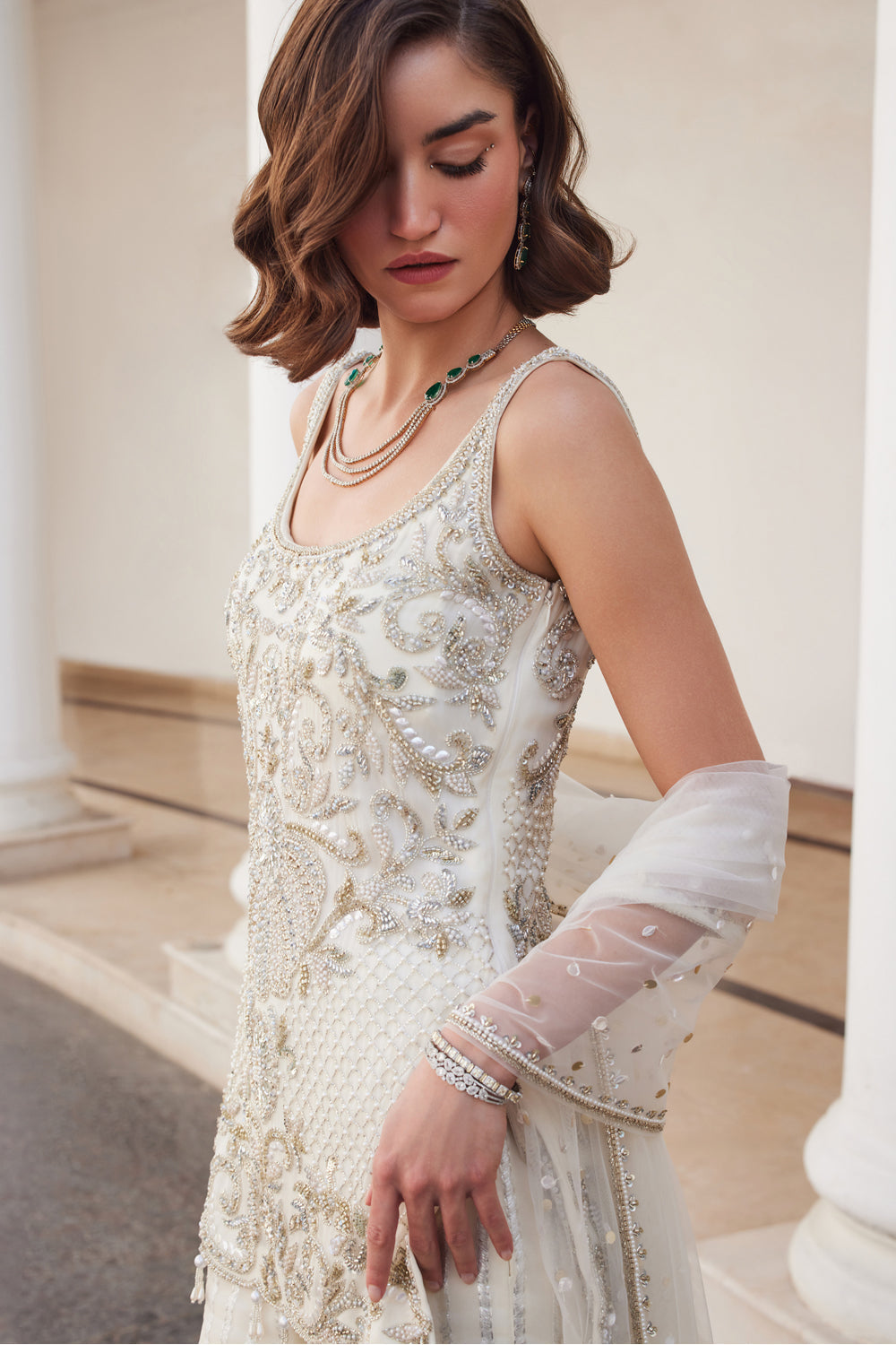 Pearl White Kurta & Sharara Set - MARKET