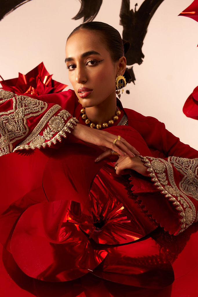 Retro Red Jacket & Saree - MARKET