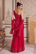Magenta One Shoulder Kurta and Pants Set - MARKET