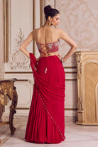 Magenta Chiffon Saree With Corset - MARKET