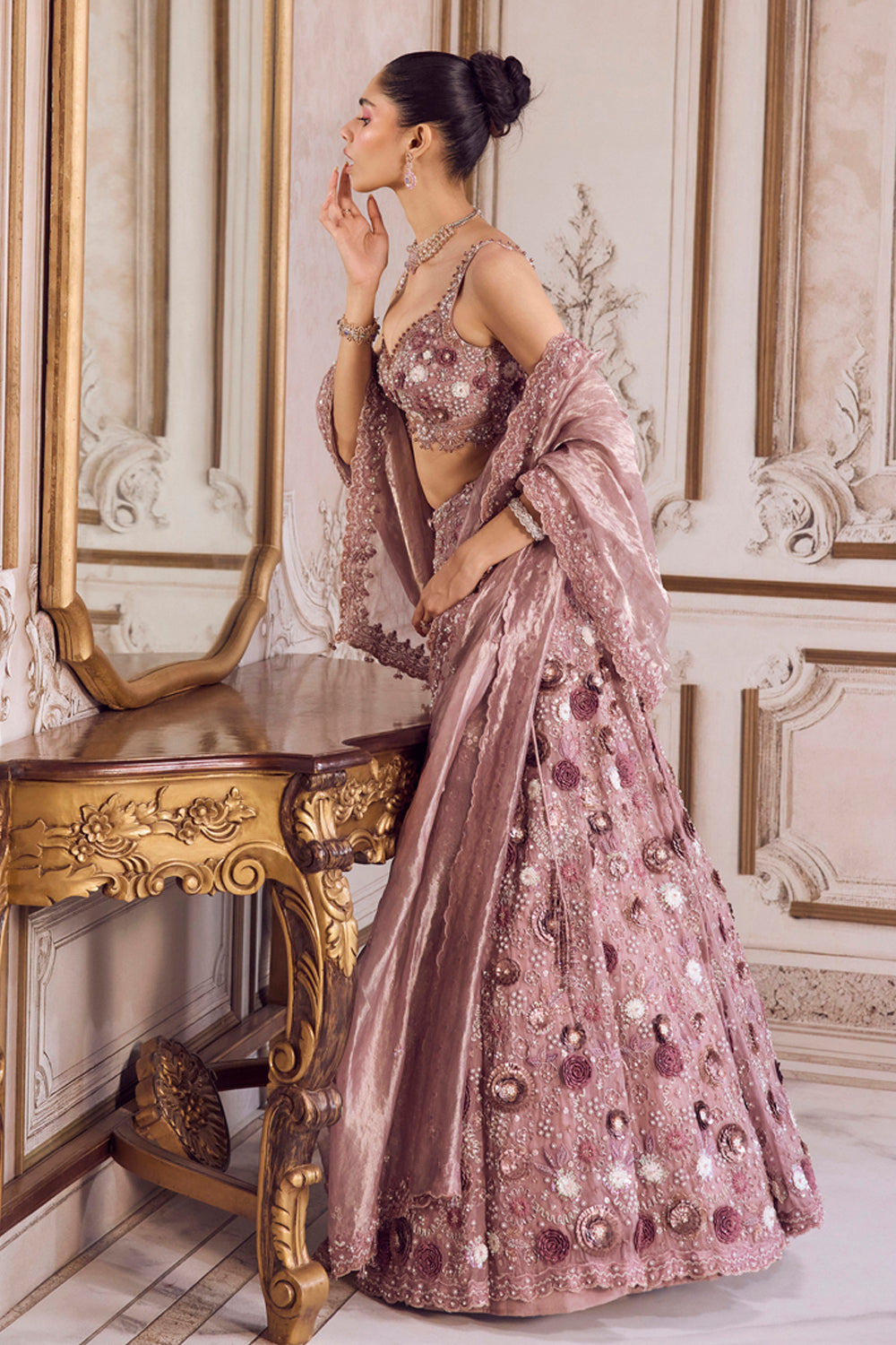 Champagne Rose Lehenga With Blouse Set - MARKET