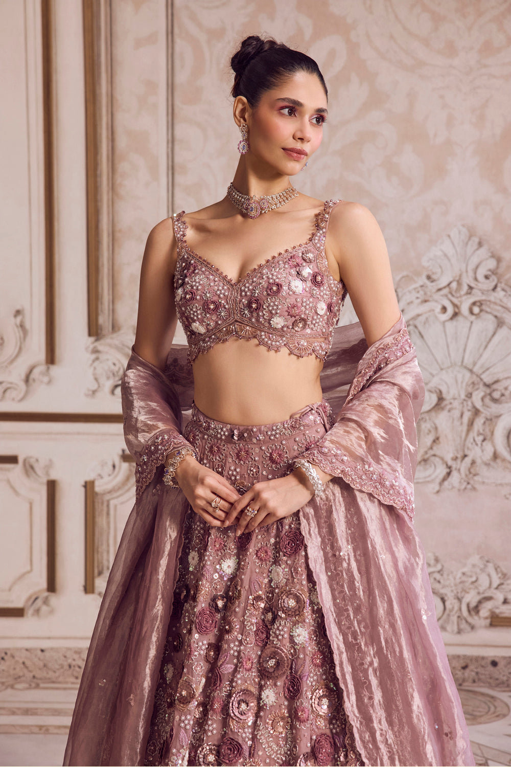 Champagne Rose Lehenga With Blouse Set - MARKET