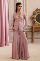Champagne Rose Peplum With Pants Set - MARKET