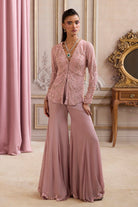 Champagne Rose Peplum With Pants Set - MARKET