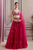 Magenta Organza Lehenga With Embroidered Belt - MARKET