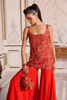 Rust Cutwork Kurta and Sharara Set - MARKET