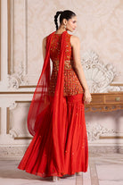 Rust Cutwork Peplum and Sharara Set - MARKET