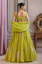 Neon Green Organza Lehenga Set - MARKET