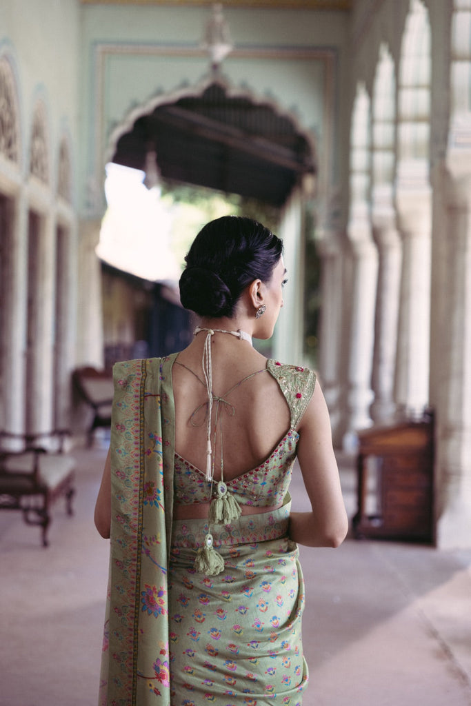 Seafoam Green Saree - MARKET