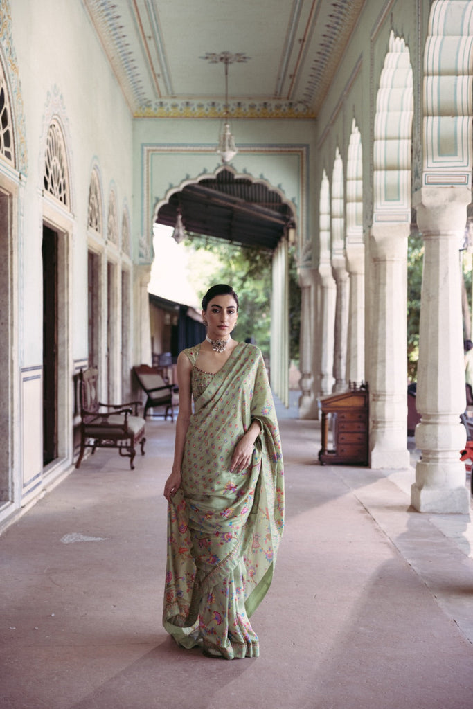 Seafoam Green Saree - MARKET