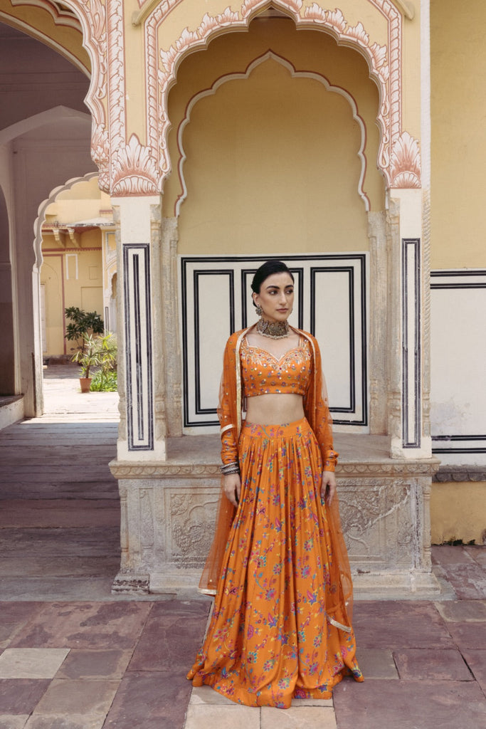 Tangerine Lehenga Set - MARKET