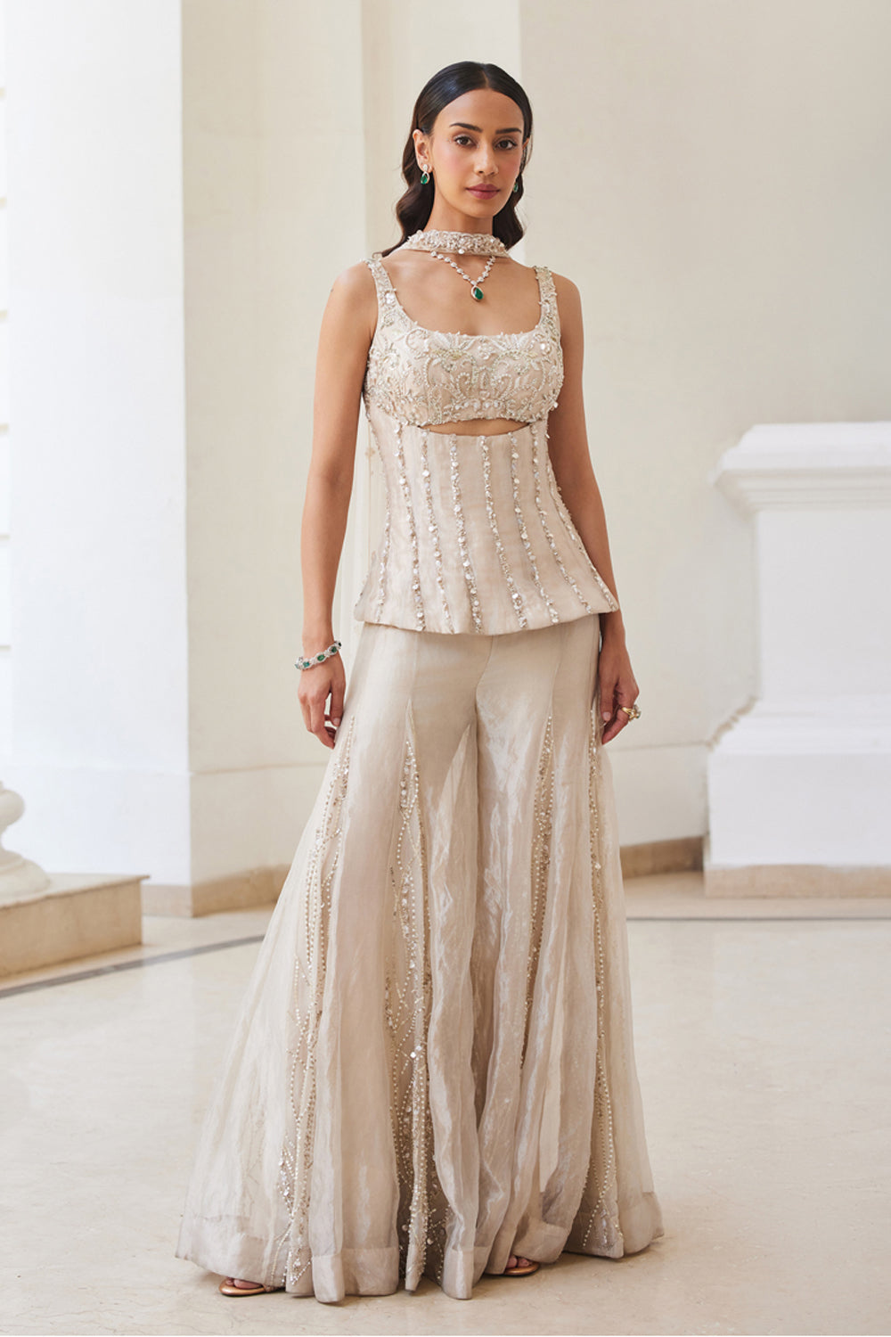 Tissure Sharara & Corset Set - MARKET