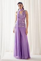 Lavender Fitted Kurta With Sharara Set - MARKET