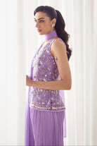 Lavender Fitted Kurta With Sharara Set - MARKET