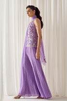 Lavender Fitted Kurta With Sharara Set - MARKET