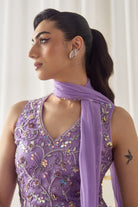 Lavender Fitted Kurta With Sharara Set - MARKET