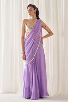 Lavender Pre-Stitched Saree With Blouse - MARKET
