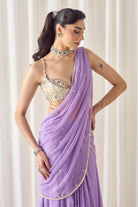 Lavender Pre-Stitched Saree With Blouse - MARKET