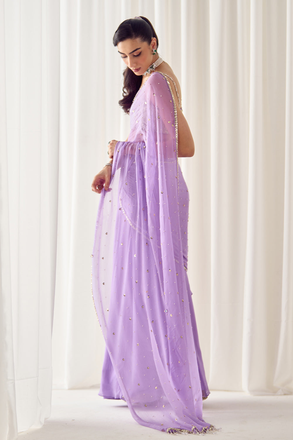 Lavender Pre-Stitched Saree With Blouse - MARKET