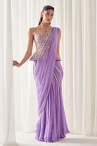 Lavender Pre Stitched Saree With Corset - MARKET