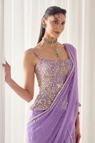 Lavender Pre Stitched Saree With Corset - MARKET