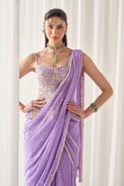 Lavender Pre Stitched Saree With Corset - MARKET