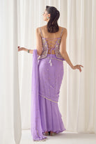Lavender Pre Stitched Saree With Corset - MARKET