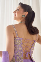 Lavender Pre Stitched Saree With Corset - MARKET