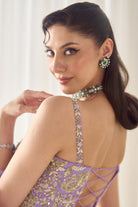 Lavender Pre Stitched Saree With Corset - MARKET