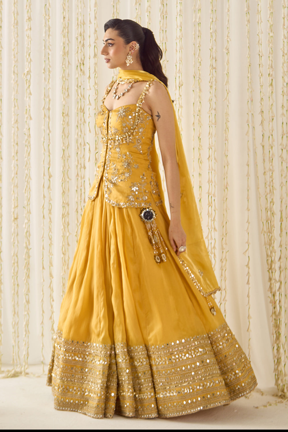 Mustard Peplum and Lehenga Set - MARKET