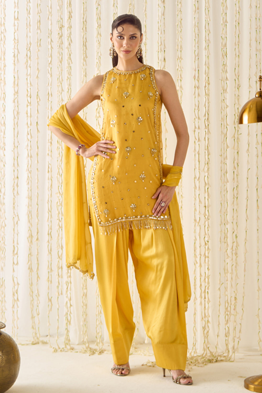 Mustard Kurta With Farsi Salwar Set - MARKET