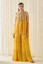 Mustard A-Line Kurta Sharara Set - MARKET