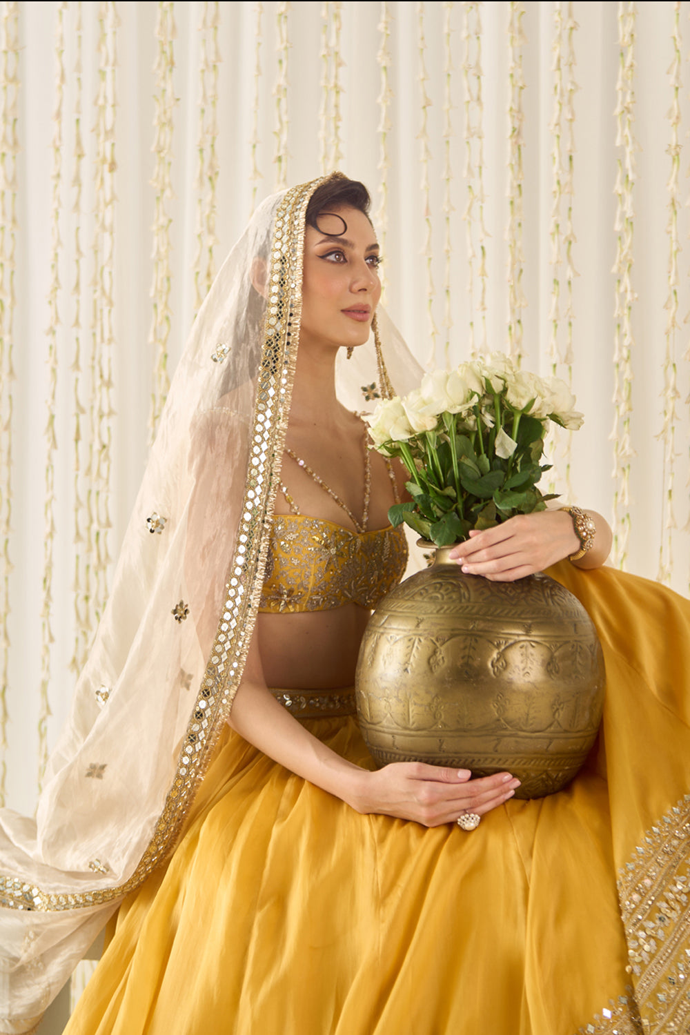 Mustard Bustier and Lehenga Set - MARKET