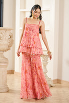 Pink Floral Print Chiffon Co-Ord Set - MARKET