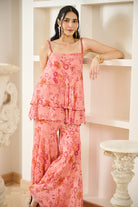 Pink Floral Print Chiffon Co-Ord Set - MARKET