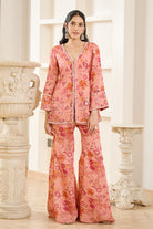 Pink Floral Print Co-ord Kurta Set - MARKET