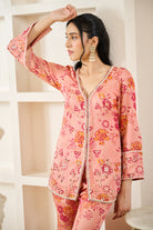 Pink Floral Print Co-ord Kurta Set - MARKET